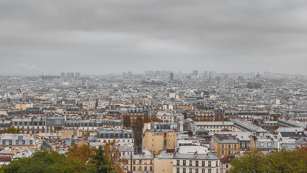 Paris rooftops and skyline viewed from Montmartre