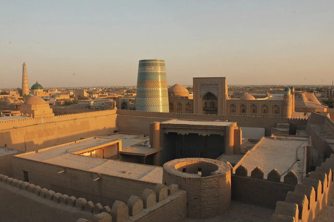 Minarets and rooftops of Itchan Kala, Khiva, Uzbekistan
