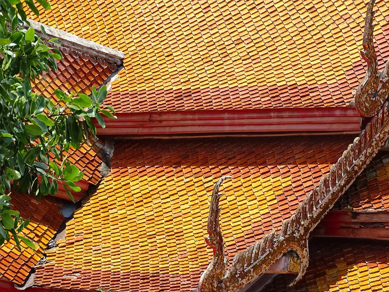 Tiled temple roof at Wat Phra That Doi Suthep near Chiang Mai