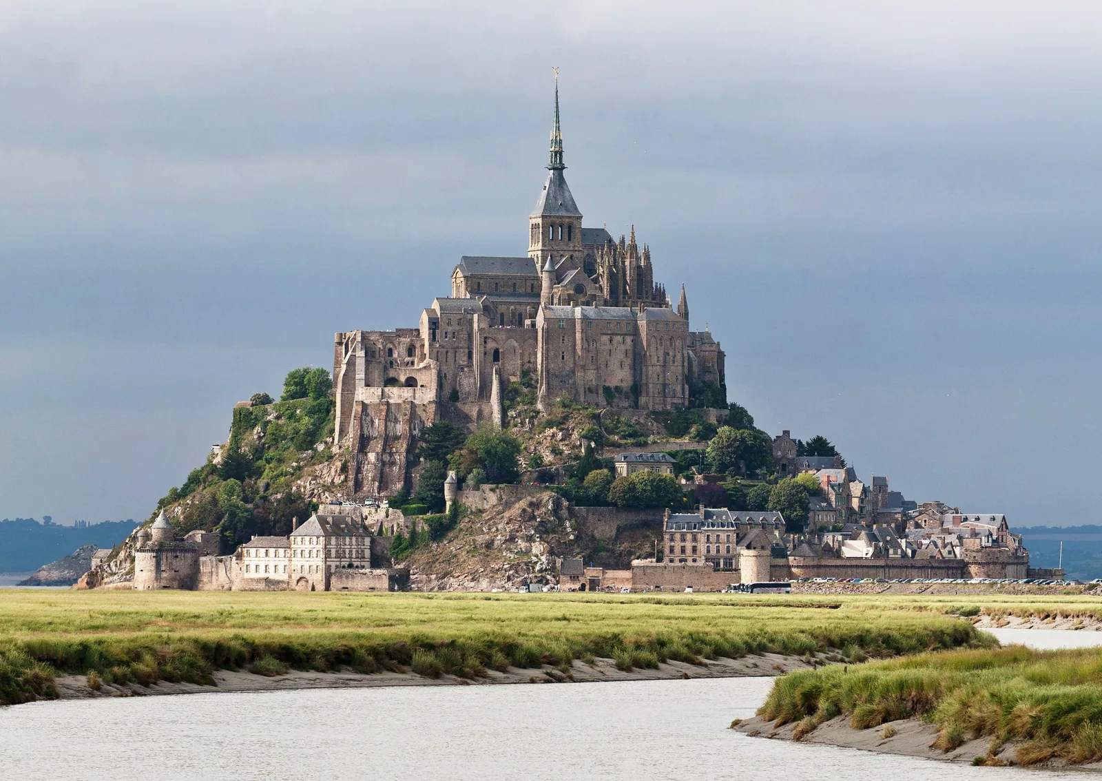 Mont-Saint-Michel, Manche, Normandy, France, viewed along the Couesnon River
