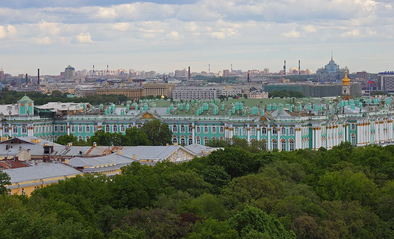 Saint Petersburg’s Winter Palace seen from Saint Isaac’s Cathedral