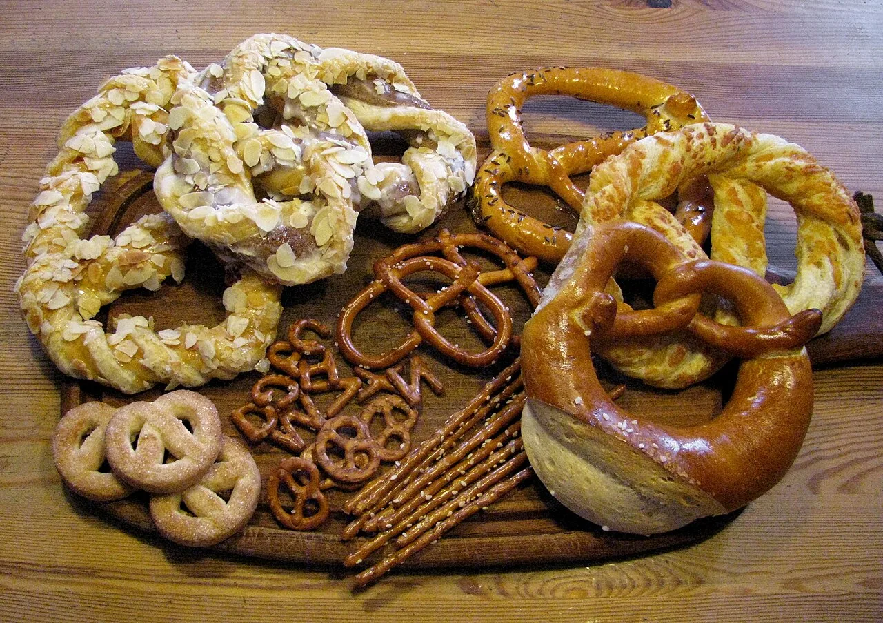 Salted German pretzels