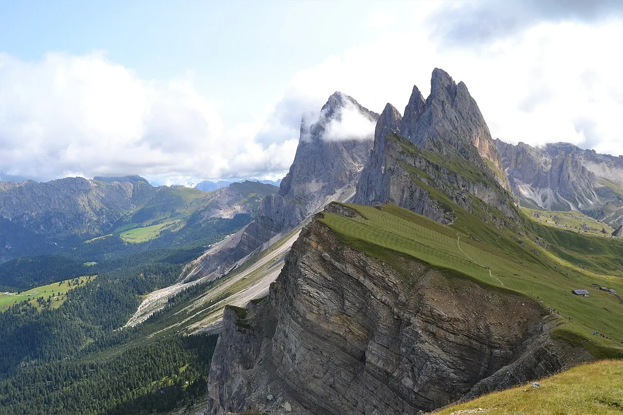 Odle peaks viewed from Seceda, Val Gardena, Dolomites, Italy
