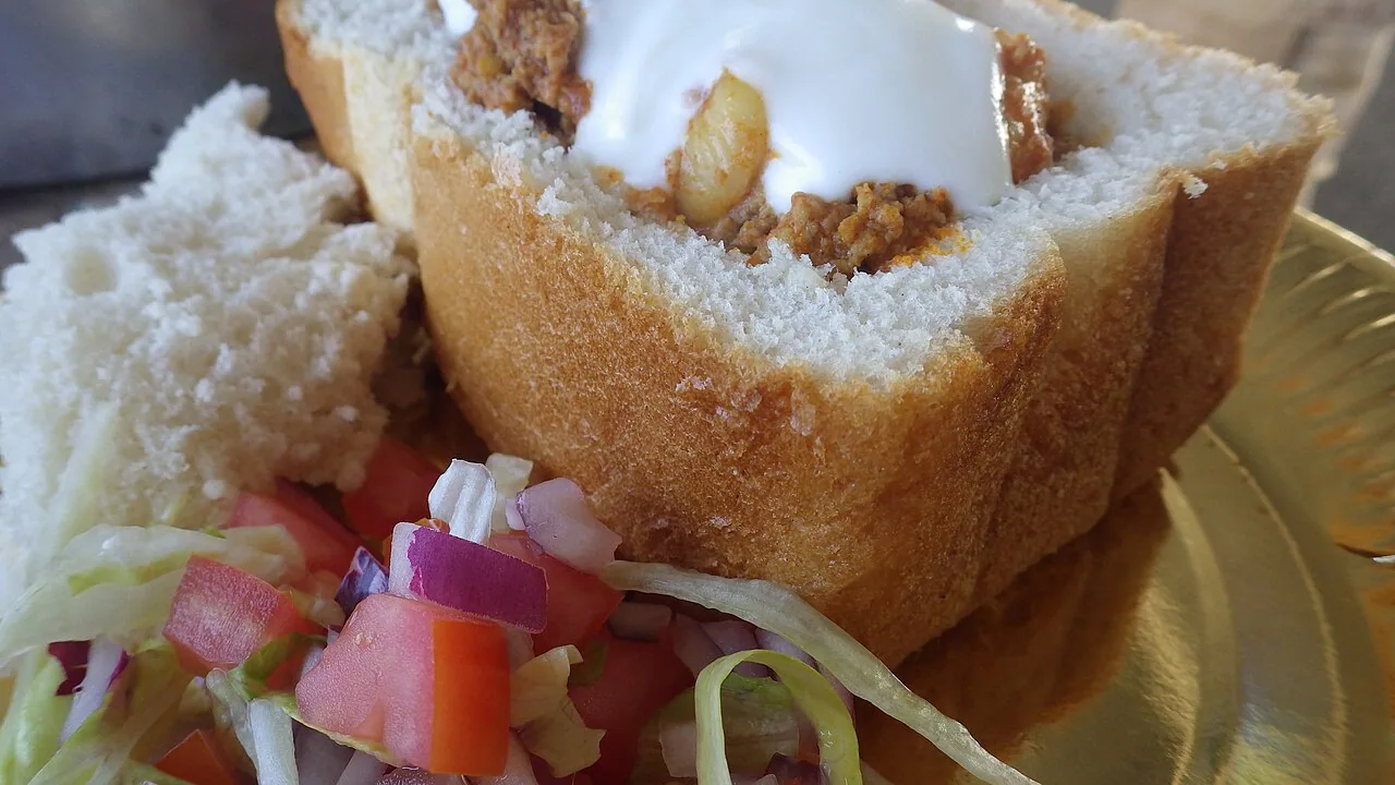 Bunny chow: curry served inside a hollowed bread loaf