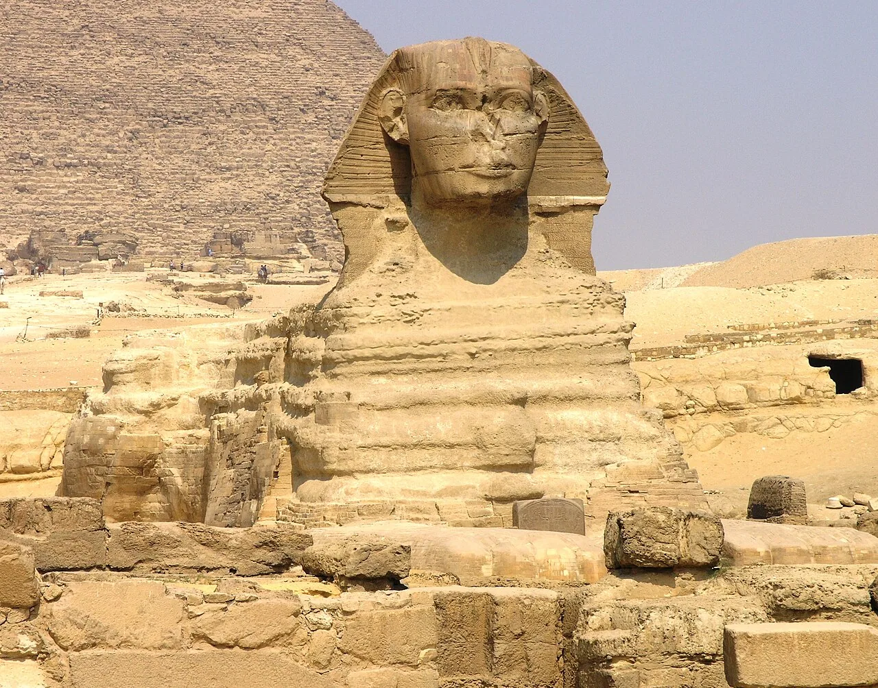 Front view of the Great Sphinx on the Giza Plateau, Egypt
