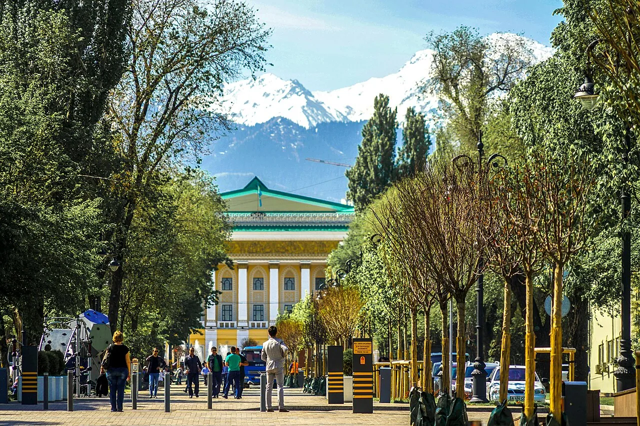 Pedestrian Panfilov Street in Almaty, Kazakhstan