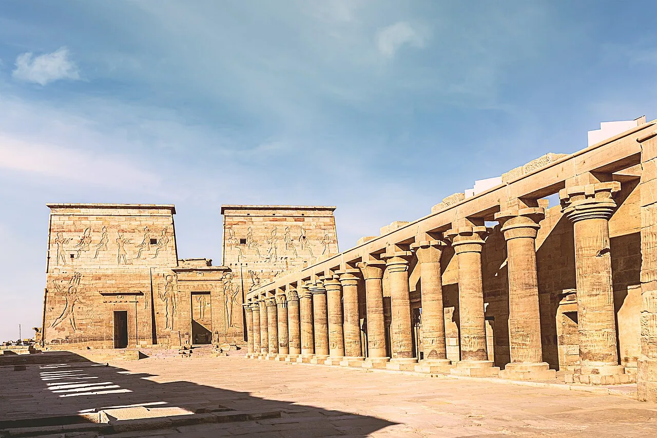 The entrance facade of Philae Temple near Aswan, Egypt