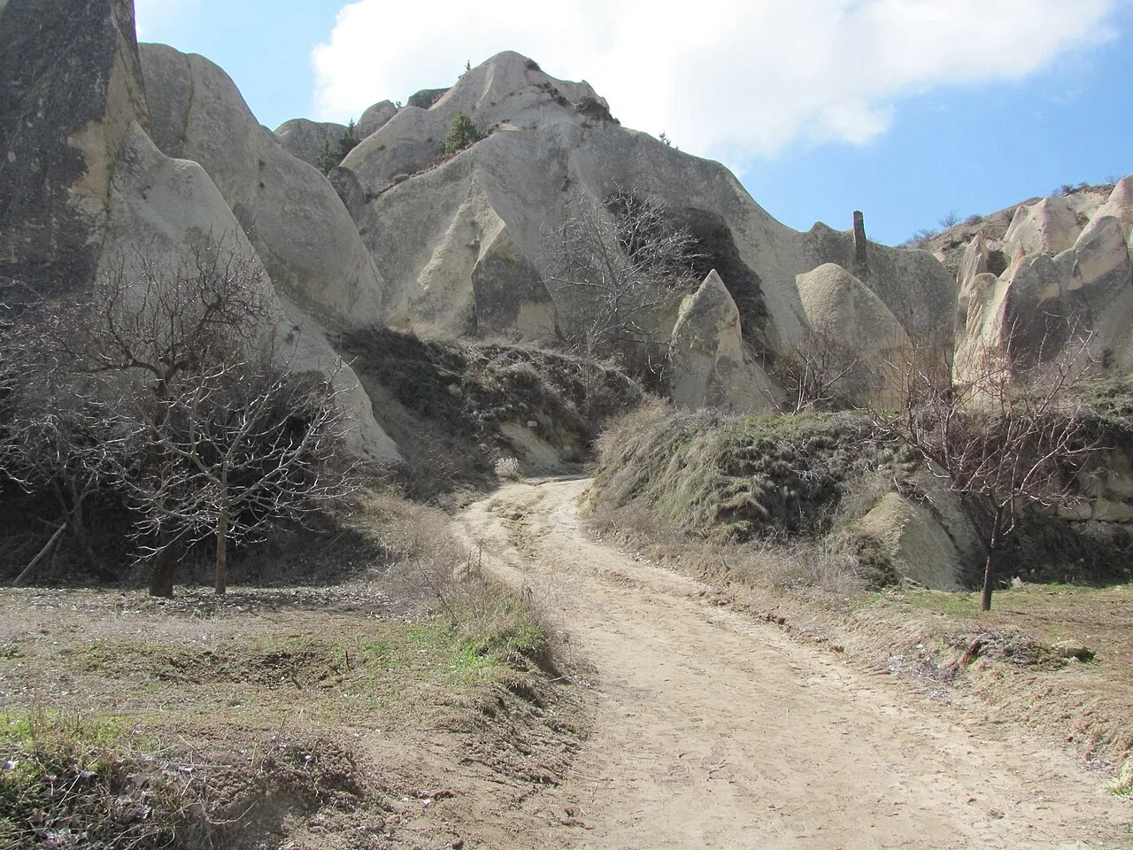 A walking path through Rose Valley in Cappadocia, Turkey