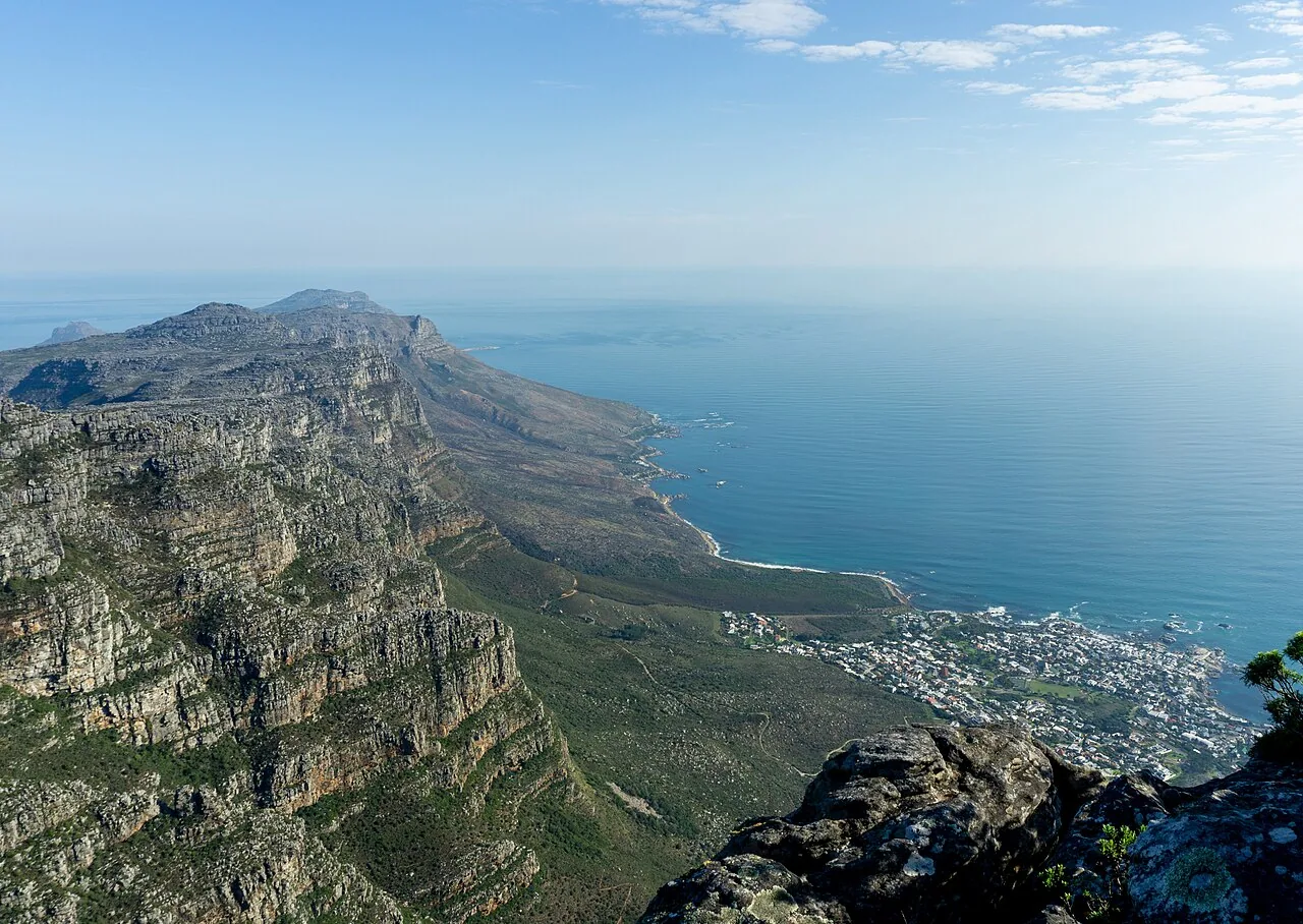Camps Bay and the Atlantic coastline of Cape Town, viewed from Table Mountain