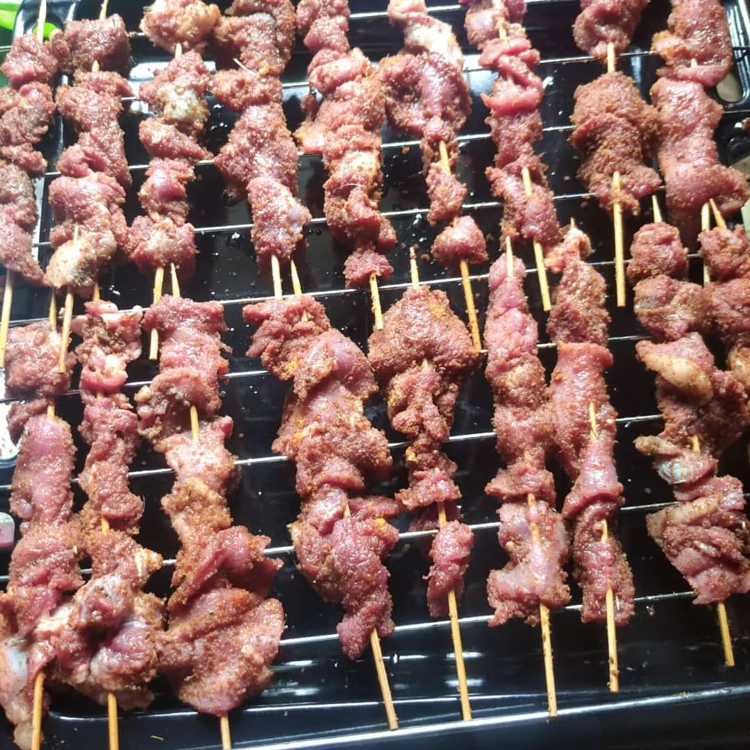 Nigerian suya on skewers