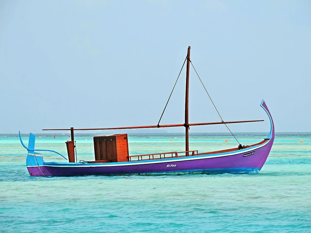 A traditional dhoni boat in the Maldives