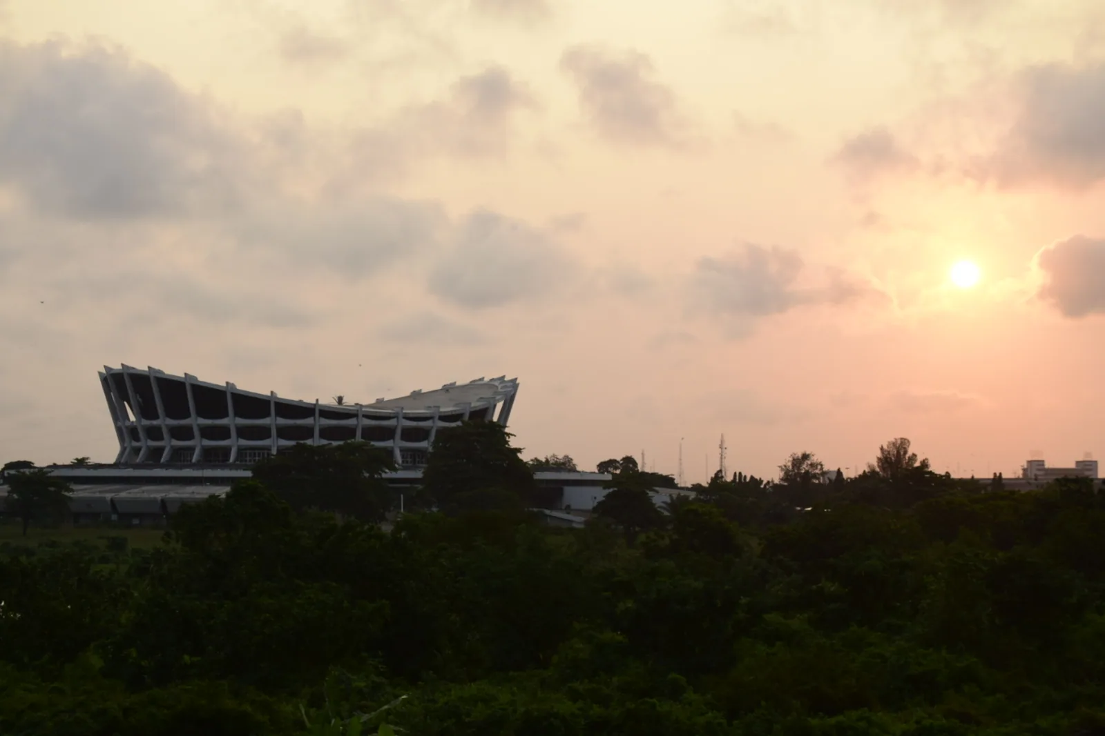 Sunset at the National Theatre in Iganmu, Lagos