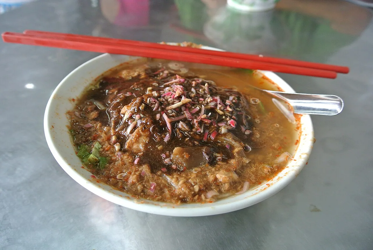 A bowl of Penang assam laksa in Air Itam